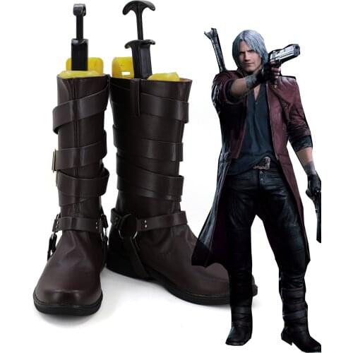 DMC Dante Cosplay Boots Shoes Halloween Brown High Heel Shoes Custom Made European Size