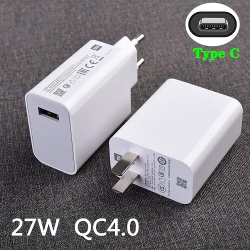 Original Xiaomi 27W Fast Charger QC 4.0 Turbo Adapter USB C Cable For Mi 9 10 9T Pro Max 3 Mix 3 A3 CC9 Redmi note 8 9 pro 8T 9s