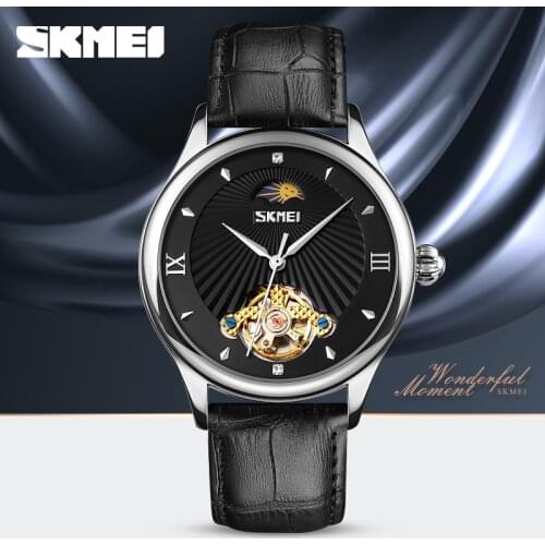 Luxury Automatic Watch Moon Phase Fashion Skeleton Hollow Mechanical Watches Business Mens Wristwatch Stainelss Steel Clock