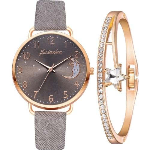 Lovely Moon Pattern Quartz Watch for Women With Strap Dial Ladies Wristwatch Montre Femme Relogio Feminino Reloj Mujer Drop Ship