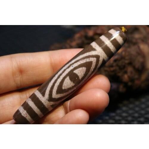 Energy Magic Power Tibetan Old Agate Red Cinnabar Dots 2 Phoenix Eye Long dZi Bead Pendant 4A LKbrother Talisman UP210222C