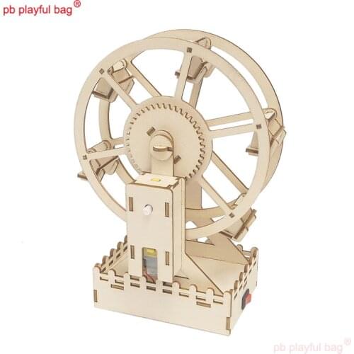 PB Playful Bag Steam education Electric DIY wooden assemble building block Ferris wheel Childrens Toys Decorative gifts UG75