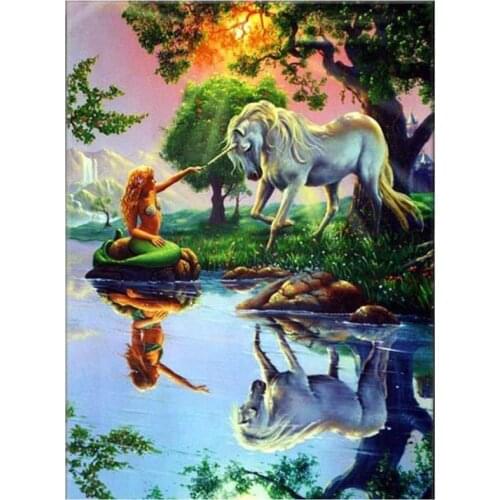 New Arrivals DIY Full Round/Square Diamond Painting White Horse Unicorn 3D Embroidery Cross Stitch Mosaic Home Decor Gift Y1192