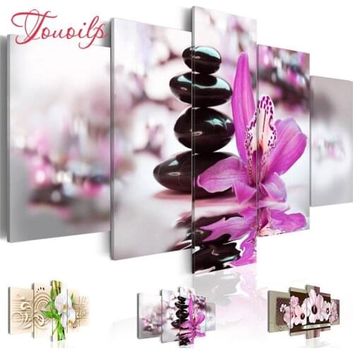 TOUOILP Full Square/Round Drill DIY 5pcs Diamond Painting"Purple Butterfly Orchid"Embroidery Cross Stitch 5D Home Decor Gift