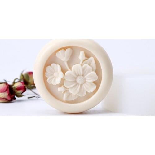 Round Soap Mold with Flower Pattern Very Flexible Silicone Mold for Handmade DIY Soap Making Candle Making Resin Crafts Mould