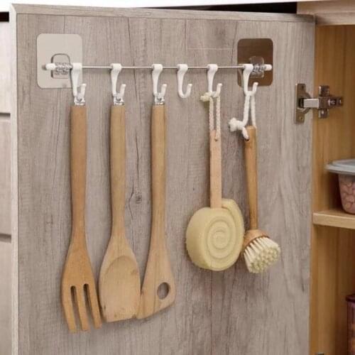 Kitchen Home Storage Organization Hooks Bedroom Hanger Clothes Hanging Rack Holder Hooks for Bags Towel Bathroom Six hooks