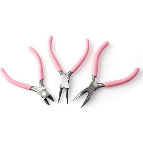 Metal Pink Pincers Round Toothless Oblique Cutting Multi Specification Pliers DIY Hand Jewelry Handmade Jewelry Tools