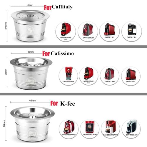 Reusable Compatible with Cafissimo K-fee Caffitaly Tchibo Refillable Crema Capsule Stainless Steel Metal Filter Refilled