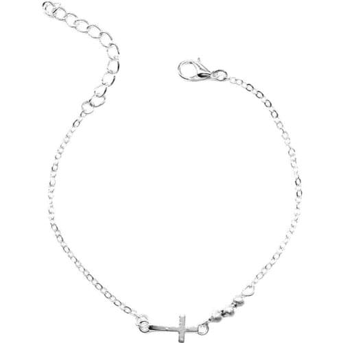 Fashion Women Beaded Cross Charm Bracelet Chain Hand Jewelry Birthday Gifts