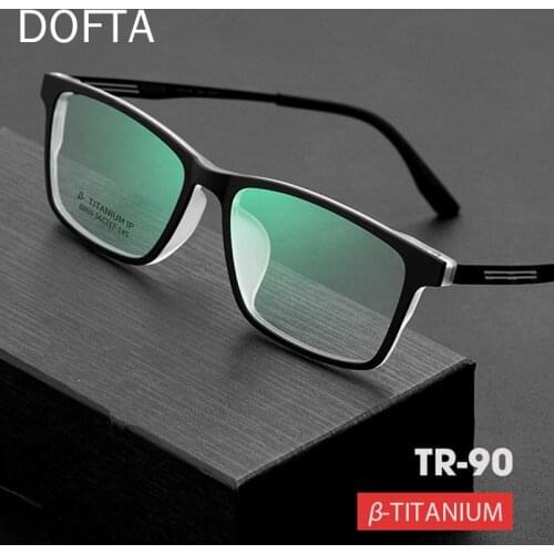 DOFTA Business Pure Titanium Men Glasses Frame TR90 Ultra Light Full Square Myopia Optical Prescription EyeGlasses Frames 5395