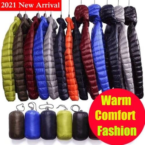 Down Jacket Mens Lightweight Comfort Warm Down Jackets Autumn Winter Big Size Hooded Stand Collar Jacket Men Fashion Coats