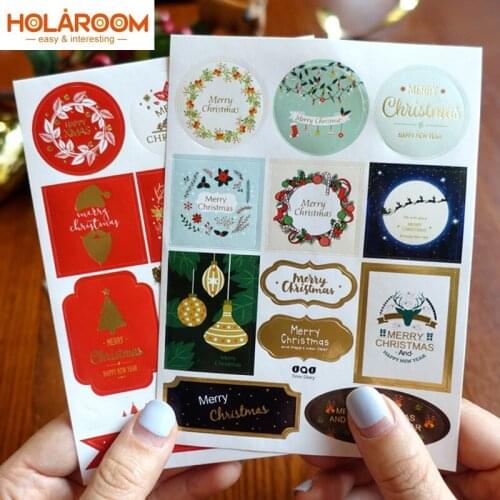 2PCS/Lot Christmas Decoration Gift Paper Stickers DIY Gift Labels For New Year Presents Scrapbooking Post ChristmasTags Sticker