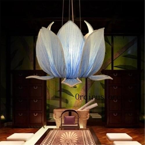 The new Chinese classical imitation cloth pendant lotus lamp Temple teahouse creative restaurant Yoga lotus lamps