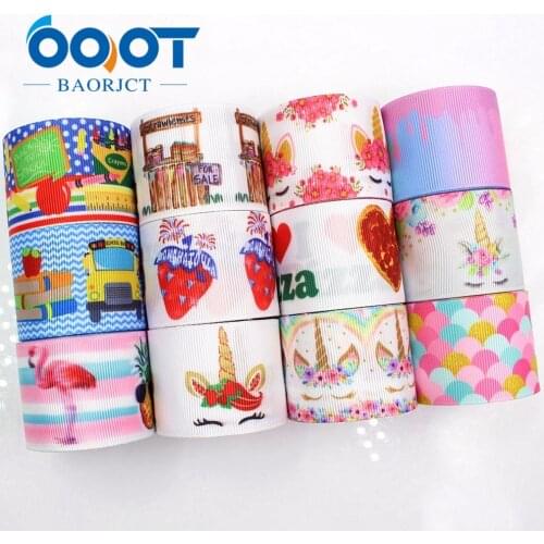 OOOT BAORJCT G-18517-222 38 mm 10 yards Cartoon Ribbons Thermal transfer Printed grosgrain Wedding Accessories DIY material