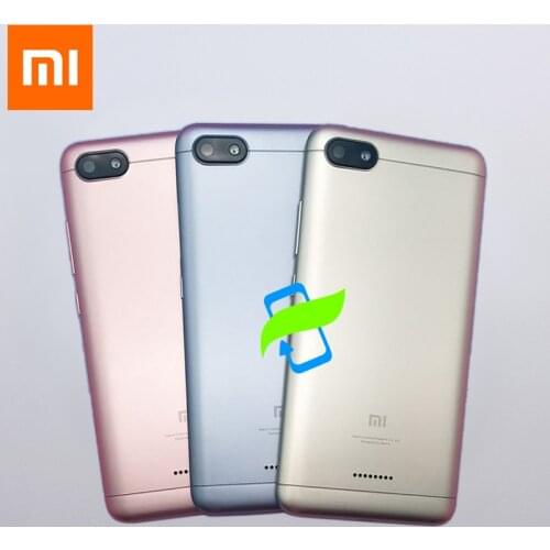 Original Battery Back Cover For Xiaomi Redmi 6A Redmi6A Back Housing Rear Door Case For Redmi 6A Power Volume Button+Camera Lens