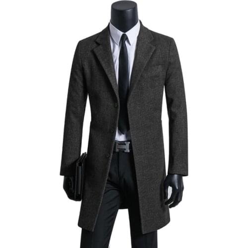 Korean casual woolen coat men black trench coats long sleeves overcoat mens cashmere coat casaco masculino inverno erkek england