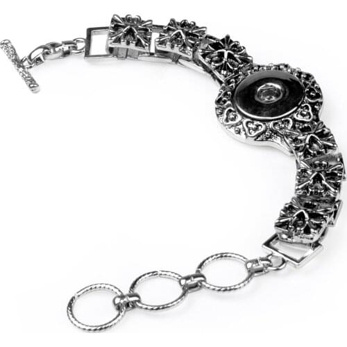 Hot Sale Adjustable Alloy Snap Button Bracelet Chains Jewelry For 18mm Snap Various Styles For Choice