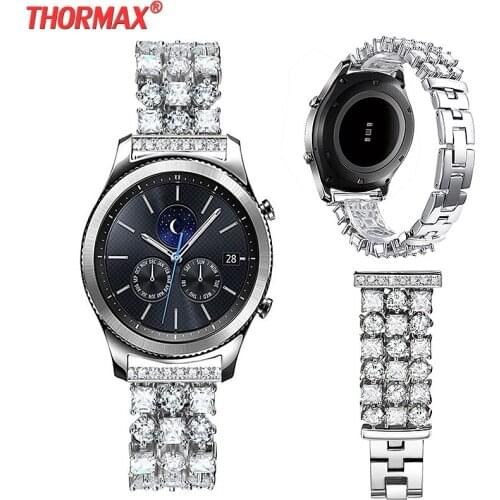 Band for Samsung Galaxy Bling Diamond Watch Gear S3 Frontier Classic Stainless Steel Strap for Galaxy Watch 46mm Band Bracelet