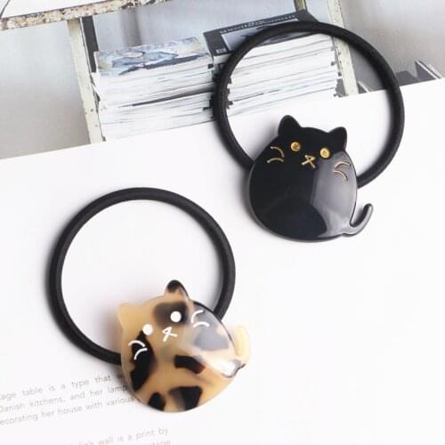 Korea Acrylic Cat Cartoon Hair Accessories Hair Bows Elastic Hair Bands Rubber Band Hair Ring Headbands For Women