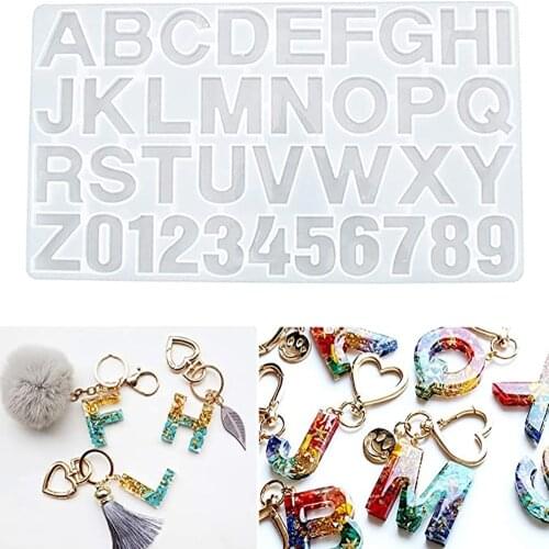 DIY Handmade Crystal Glue Epoxy Resin Mold Whole Board Digital Letter Jewelry Making Decoration Letter Silicone Mold For Resin