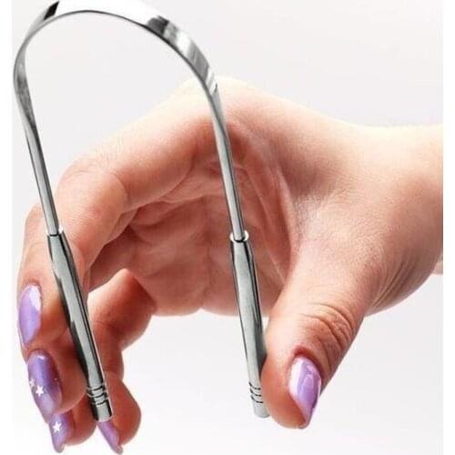 Stainless Steel Tongue Scraper Cleaner Fresh Breath Cleaning Coated Toothbrush Dental Oral Hygiene Care Tools Teeth Whitening