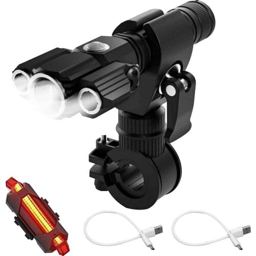 Bike Light Rainproof Front Light USB Rechargeable LED Headlight Taillight MTB Front Lamp 4 Modes 360 Degrees Rotating Bike Lamp