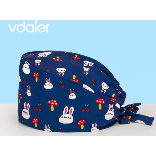 Unisex 100% Cotton Wholesale hospital scrubs hat pet clinic doctor hat printing Surgical caps hat dentist cap nurse accessories