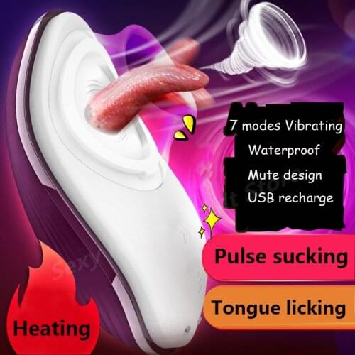 Sucking Vibrator Oral sex Tongue Licking Nipple Clitoris Stimulation Massager Heating Vibrating Masturbator Adult Sex Toys Shop