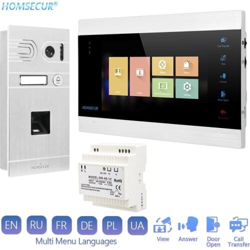 HOMSECUR 7" Video Door Phone Intercom System 1.3MP Motion Detection Snapshot Outdoor Monitoring Night Vision Fingerprint Unlock
