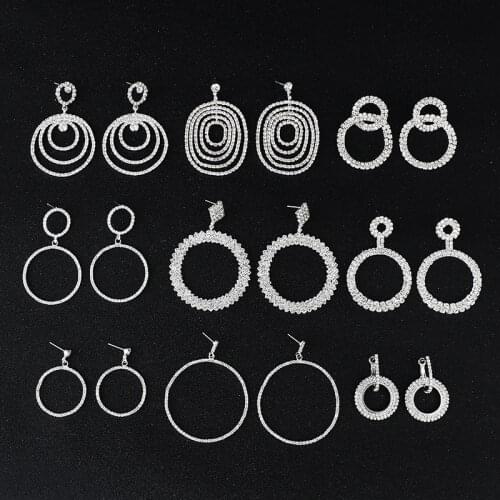 Rhinestone statement earrings for women more style crystal fringe round Earrings Luxury Dangling earings fashion jewelry E3003
