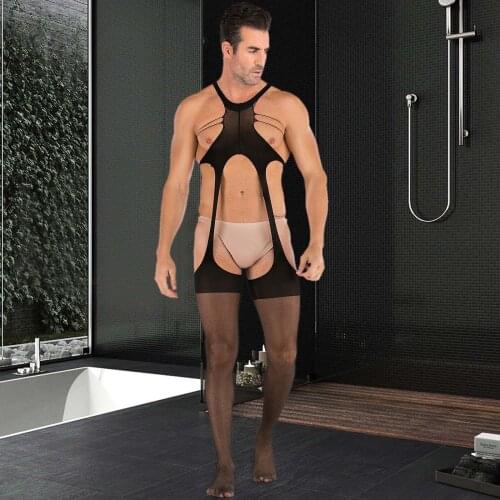 1PC 2021 Mens Sentiment Hollowed Out Black Sexy Perspective Net Intimates tenue sexy Designed hollow bodysuit Mesh stitching T3