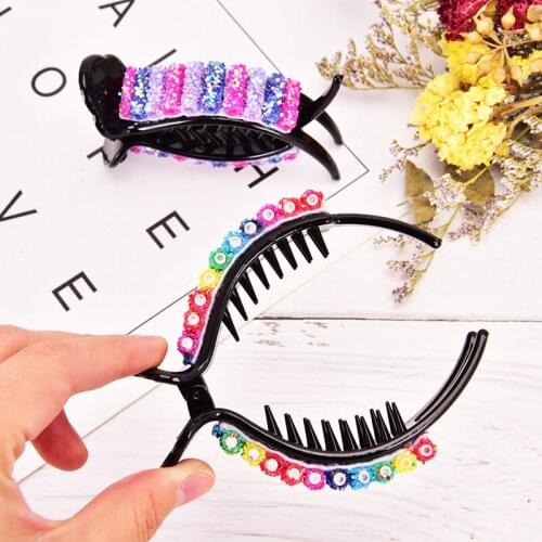 1PC Korean Women Rainbow Hair Accessories Pearl Lazy Bundle Hair Clip Styling Tools