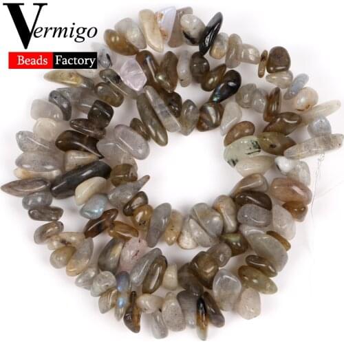 5mm-8mm Irregular Natural Stone Labradorite Chips Beads For Needlework Jewelry Making Gravel Beads Diy Bracelets Necklace 15"