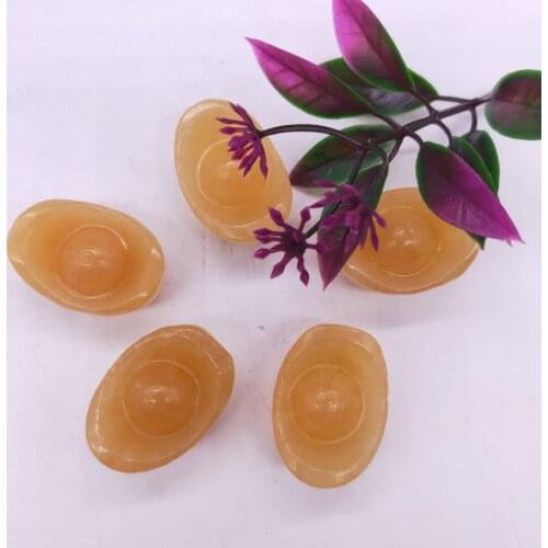 5pcs Hand crafts natural yellow jade quartz stone topaz shoe-shaped gold ingot crystal ornaments