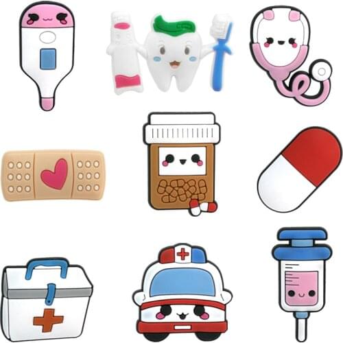 50pcs/lot Medical Supplies PVC Shoe Charms Shoe Buckles Shoes Accessories Decoration Ornaments Fit For Croc JIBZ Promotiona