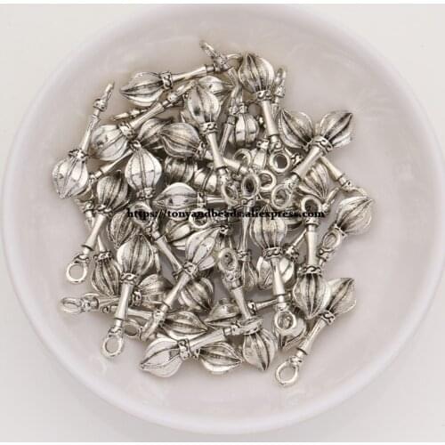 50Pcs/Lot) Zinc Alloy Tibetan Silver European Charm Writing-brush-Shape Pendant Size 21X6mm AD64694B