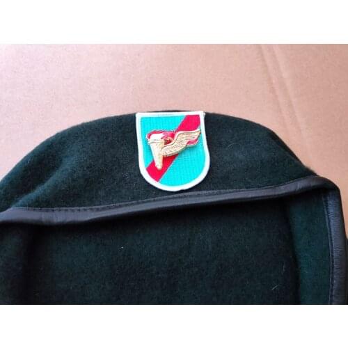 United States US Army 20th Special Forces Group Wool Blackish Green Beret AIRBORNE SPECIAL FORCES PATHFINDER INSIGNIA Hat