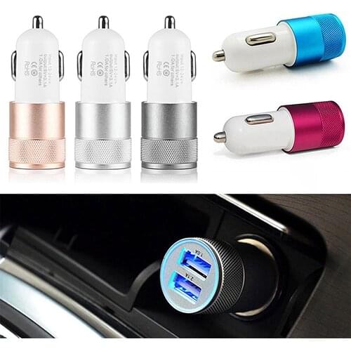 Car Charger Adaptor-Bullet Dual USB 2 Port Fast Charging for Huawei iPod iPhone4/5 5C5S Samsung HTC Dual USB Car-charger Adapter