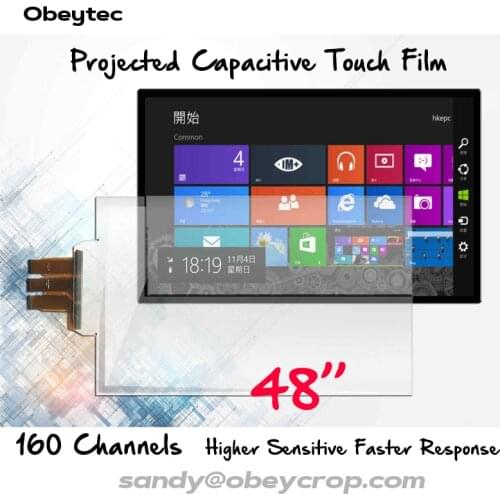 Free Shipping ,obeytec 48" Higher Sensitive Capacitive Touch Film, 160 Channels, 10 Touches, With Back Stickers