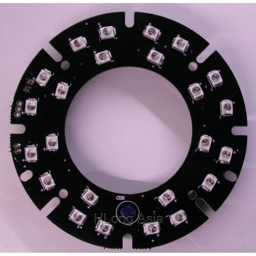 Pure Infrared 24x IR LED board for CCTV cameras night vision (63.5mm diameter) for CS style LENs
