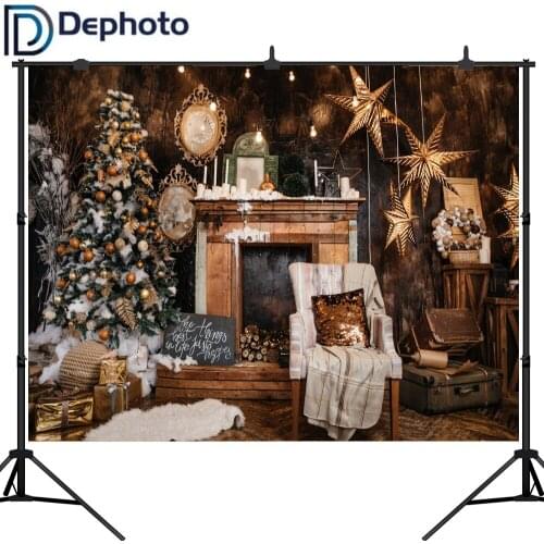Dephoto Vintage Family Christmas Backdrop Photography Backdrops Christmas tree Photo Studio Background Props Happy New Year