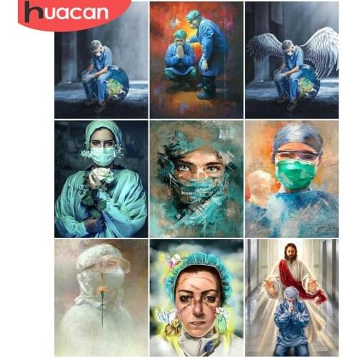HUACAN Paint By Number Doctors Drawing On Canvas HandPainted Art Gift DIY Pictures By Number Woman Kits Home Decoration