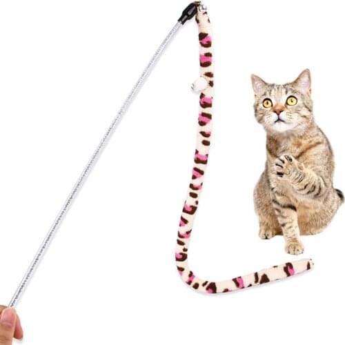 Cat Teaser Wand Plush Cartoon Bell Cat Teaser Cat Stick Toy Pet Interactive Toy