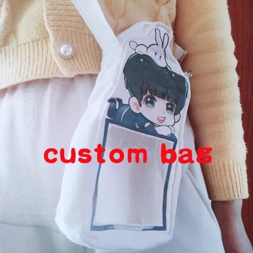 Personal Customize cute anime Tote Bag Linen Canvas Bag With Print Logo Custom Your Pictures any shape Shopping Bags DIY Hand Sh