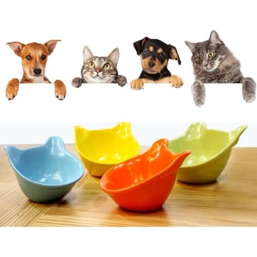 Ceramic Pet Food Bowl Cat Ears Shaping Bowls Cat Small Dog Teddy Bear Water Container Pet Feeding Accessories