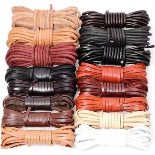 5MM Width Handmade Leather Materials, Round Genuine Leather Rope, Flat Cowhide Cord, DIY Bracelet, Bag String Accessories