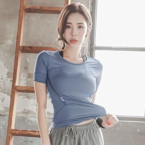 Yoga Crop Top Sportswear Womens Summer New Short Sleeve Clothes Running Training T-shirt Mujer Camisetas