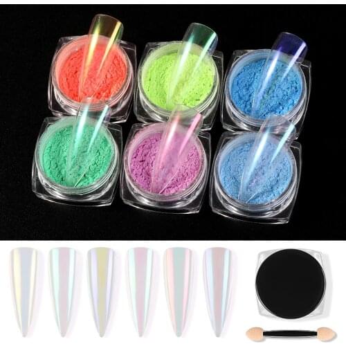 Ice Transparent Shiny Nail Unicorn Mirror Powder Glitter Chrome Mermaid Powder Pigment Nail Art Tips Decoration Accessories Dust
