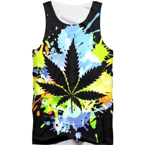 IFPD EU Size Mens Tank Top Sleeveless Shirt 3D Printed Leaves Weeds Summer Casual Plus Size Attire Male Summer Gym Clothing