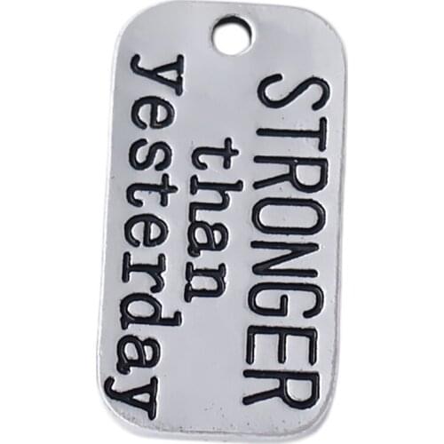 Fashion zinc alloy metal engraving STRENGTH than yesterday information label nameplate pendant